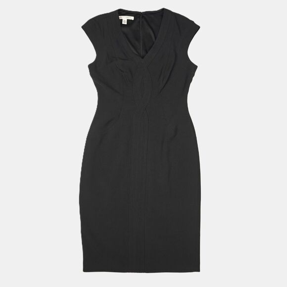 Maggy London Decorative Stitch Cap Sleeve V-Neck Sheath Dress Size 4 Old Money - Picture 1 of 10
